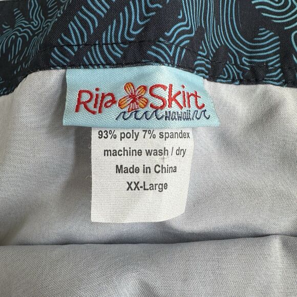 Rip Skirt Hawaii Maui Moonlight Floral Print Length 1 Size XXL Blue Black - Picture 6 of 7
